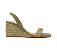 Castañer · Sandalia destalonada BARBY/258 trenzada en rafia natural con cuña de 8cm - Mujer color: Verde talla: 39