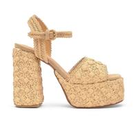 Castañer · Sandalia FABIANA/262 en rafia natural con motivos florales y tacón de 13cm - Mujer color: Natural talla: 41
