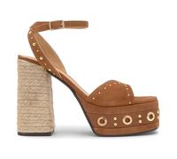Castañer · Sandalia FRUAMBA/007 en ante con tachuelas y tacón de yute de 13cm - Mujer color: marrón talla: 38
