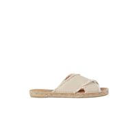 Castañer - Sandalia Plana con Tiras Cruzadas de Lino Metálico - Shoes - Mujer - Beige - 38 EU -