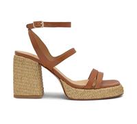 Castañer · Sandalia VICTORIA/257 en napa y rafia con cierre de pulsera y tacón de 10cm - Mujer color: Cuero talla: 36