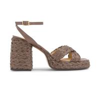 Castañer · Sandalia VALERIETTE/258 en rafia natural con cierre de pulsera y tacón de 10 cm forrado a juego - Mujer - Color: Taupe - Talla: 40