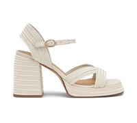 Castañer · Sandalia VALLE/142 trenzada en acabado metalizado con tacón de 10cm - Mujer color: blanco talla: 39