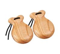Castanets Spanish Flamenco Castanuelas, 2-Piece Wooden Percussion Instrument, Handheld Musical Toy for Classical Music Learning & Meetings- Color Madera