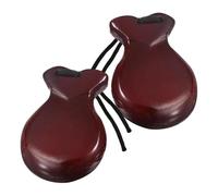 Castanets Spanish Flamenco Castanuelas, 2-Piece Wooden Percussion Instrument, Handheld Musical Toy for Classical Music Learning & Meetings- Marrón