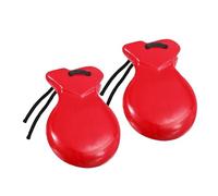 Castanets Spanish Flamenco Castanuelas, 2-Piece Wooden Percussion Instrument, Handheld Musical Toy for Classical Music Learning & Meetings- Rojo