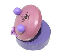 Castañuela de dedo de madera, castañuelas con patrón de animales lindos platillos de dedo pequeños instrumento de percusión de madera para niños adultos (Purple)