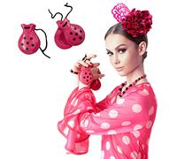 Castañuela de Madera en Diseño de Elementos Españoles para Fiestas Sevillana Ferias Baile de Flamenco (Fucsia)