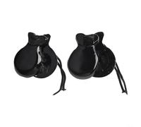 Castañuelas de madera maciza, juego de 2 para flamenco y danza española, instrumento de percusión manual para adultos, niños, clases de música, conciertos, escenarios, 8,8 x 6,5 x 3 cm (negro)