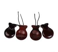 Castañuelas de madera para adultos y niños, aplausos tradicionales españoles para práctica de ritmo de baile flamenco, 2 pares de instrumentos de percusión de madera maciza de 3.46 pulgadas (marrón)