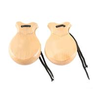 Castañuelas Españolas de Madera para Flamenco - Set de 2 Pares para Principiantes y Profesionales, Sonido Rítmico Claro, Instrumento de Percusión Manual para Baile y Escena, 8.8 x 6.5 cm(Wooden)