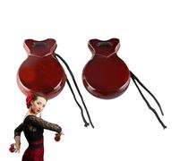 Castañuelas Tradicionales - 2 Piezas de Madera Dedo, Instrumento Creativo de Golpe de Mano Instrumento de Ritmo Español Auténtico | 3.46 x 2.56 x 1.18 Pulgadas Accesorios Músicos Suave Hecho A Mano