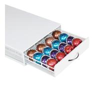 Castell Deco - Cajón Organizador Capsulas compatible con Vertuo, 100% Metal Blanco, Capacidad 40, Almacenar Capsulas de Café. Organizador Soporte dispensador Vertuoline.