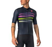 CASTELLI 4522016-414 Endurance Pro - Camiseta de Hombre Savile Blue/Pink-Electric Lime XL