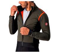 CASTELLI Alpha Ros 2 Jacket Chaqueta, Hombre, Verde Militar/Rojo Fuego-Gris Plateado, XX-Large
