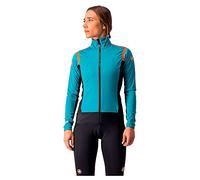 CASTELLI Alpha Ros 2 W Chaqueta Ligera, Mujer, Verde Azulado/Negro-Fiery Red, L
