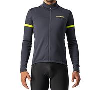 CASTELLI Fondo 2 Jersey FZ Camiseta Hombre, Hombre, Camiseta, 4521513-030, Gris Oscuro/Amarillo Fluorescente, X-Large