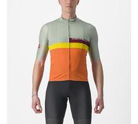 Maillot Castelli A Blocco manga corta verde pálido naranja multicolor - XL