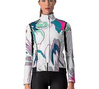 CASTELLI Perfetto Ros W LS Chaqueta, Silver Gray/Teal Blue-Flowers, Medium para Mujer