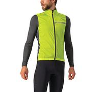 Castelli Squadra Chaleco Elástico para Hombre, Resistente al Viento, Cremallera Completa, Cuello Alto, para Ciclismo de Carretera y Gravel, Cal Eléctrico/Gris Oscuro, X-Small, ELECTRIC LIME/DARK GRAY,