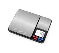 Casteloo Balance de alimentos digitales de doble plataforma, capacidad de 10 kg y precisión capacidad de 500 g, peso en gramos y oz para repostería, cocina, paquetes postales, café,