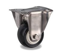 Caster Wheels Set Stainless Steel Frame,Polyurethane Tread,Mute,No ,for Humid Environment,Industrial casters Heavy Duty Casters(Flat Fixed Direction,2 Inch Wheel)