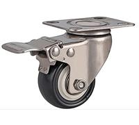 Caster Wheels Set Stainless Steel Frame,Polyurethane Tread,Mute,No ,for Humid Environment,Industrial casters Heavy Duty Casters(Flat Brake,2 Inch Wheel)