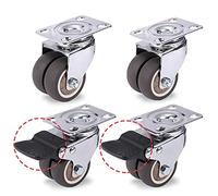 Caster Wheels Set Swivel Caster Wheels for Trolley Pallet Universal Mute Soft Heavy Duty Rollers Furniture Hardware Heavy Duty Casters(Brake and No Brake,2 Inch)
