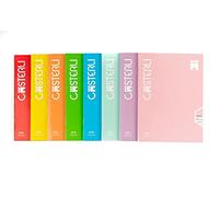 Casterli 72068 Cuadernos grapados ¨Pack de 8 libretas Grapadas, Tapa de cartón Blanda, Tamaño A5 - A4 - FOLIO, 8 COLORES SURTIDOS, distinto tipo de tramados, sin espiral. (A5, PAUTA)