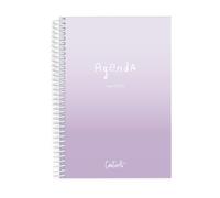 Casterli-AGENDA ESCOLAR BASIC Color Lila, Semana Vista, Vertical, Tamaño A5, Papel 70g, Cubierta Polipropileno Opaco, Colores surtidos, 148 x 210 mm