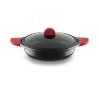 CASTEY - Cacerola Baja de Inducción, 28 cm, Aluminio, con Tapa de Vidrio Templado, Revestimiento Antiadherente, Distribuye de Forma Homogénea el Calor, Resistente y Duradera, Libre de PFOA