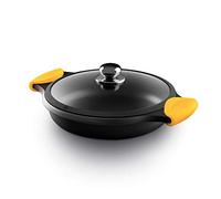 CASTEY - Cacerola Baja de Inducción, 28 cm, Modelo R28, Aluminio, con Tapa, Revestimiento Antiadherente, Distribuye de Forma Homogénea el Calor, Resistente y Duradera, Libre de PFOA