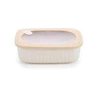Castey - Envase Rectangular con Tapa, Color Beige, 1600 ml, Cierre Hermético, para Conservación de Alimentos, Libre de BPA, Diseño Antiderrames, Apto para el Lavavajillas