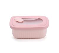 Castey - Envase Rectangular con Tapa, Color Rosa, 380 ml, Cierre Hermético, para Conservación de Alimentos, Libre de BPA, Diseño Antiderrames, Apto para el Lavavajillas