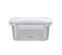 Castey - Envase Rectangular de Acero Inoxidable, Cierre Hermético con Tapa, para Conservación de Alimentos, Tapa Libre de BPA, Diseño Antiderrames, Apto para el Lavavajillas (C-A1600)