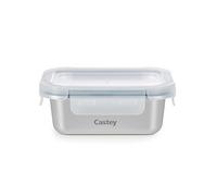 Castey - Envase Rectangular de Acero Inoxidable, Cierre Hermético con Tapa, para Conservación de Alimentos, Tapa Libre de BPA, Diseño Antiderrames, Apto para el Lavavajillas (C-A420)