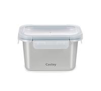 Castey - Envase Rectangular de Acero Inoxidable, Cierre Hermético con Tapa, para Conservación de Alimentos, Tapa Libre de BPA, Diseño Antiderrames, Apto para el Lavavajillas (C-A750)