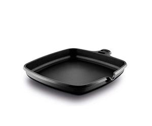 CASTEY - Grill Asador de Inducción de Fundix, 27 cm, Modelo F2-IP27, Color Naranja, Sin Mango, Sartén Antiadherente de Aluminio, Distribución Homogénea del Calor