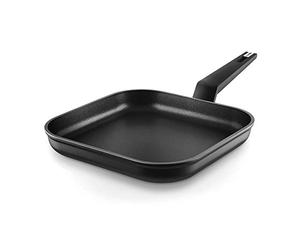 CASTEY - Grill Asador de Inducción Titanium, Modelo TT-P27, Color Negro, Ligero, Fácil de Limpiar, Sartén Antiadherente de Aluminio, Distribución Homogénea del Calor, Medidas 27 x 20,5 x 30 cm