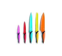 CASTEY - Juego de Cuchillos de Acero Inoxidable, Multicolor, Set de 5 Cuchillos, con Recubrimiento Antiadherente, Mango Ergonómico y Antideslizante, Fáciles de Limpiar