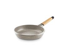 Castey - Sartén Stone Ceramic 16 cm, Acabado Gris, Mango Desmontable de Madera Natural, Aluminio Fundido, Antiadherente Cerámico Durion PFAS Free, Full Induction, Apta para Todas las Cocinas