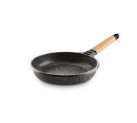 Castey - Sartén Stone Ceramic 16 cm, Acabado Negro, Mango Desmontable de Madera Natural, Aluminio Fundido, Antiadherente Cerámico Durion PFAS Free, Full Induction, Apta para Todas las Cocinas