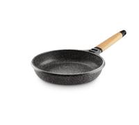Castey - Sartén Stone Ceramic 28 cm, Acabado Negro, Mango Desmontable de Madera Natural, Aluminio Fundido, Antiadherente Cerámico Durion PFAS Free, Full Induction, Apta para Todas las Cocinas