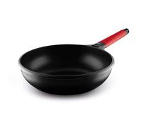 CASTEY - Sartén Wok de Inducción, 28 cm, Color Rojo, Mango Desmontable, Antiadherente, Distribuye el Calor de Forma Homogénea, Ligera y Cómoda, Fácil de Limpiar, Apta para Todas las Cocinas