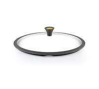 CASTEY - Tapa Universal de Cristal Templado de Vulcano, 16 cm, para Ollas, Sartenes y Cacerolas, Aro y Borde de Silicona, Resistente y Duradera, Sujección Cómoda