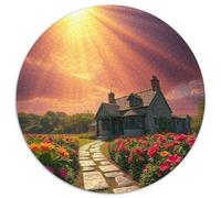 Castillo 1000p Rompecabezas Redondo Adultos-Niños Iglesia Building Scenery Church Park Circular Puzzle Niños: Construir Maquetas Decoración Hogar 1000pcs (67.5x67.5cm)