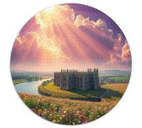 Castillo 1000p Rompecabezas Redondo Adultos-Niños Iglesia Building Scenery Church Park Circular Puzzle Niños: Decoración Hogar Infantil Imposible 3D Cartón 1000pcs (67.5x67.5cm)