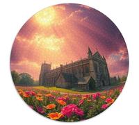 Castillo Adultos-Niños Rompecabezas Redondo 1000p Iglesia Edificio Scenery Church Park Circular Puzzle Niños: Construir Maquetas Decoración Hogar Juegos Educativos 1000pcs (67.5x67.5cm)