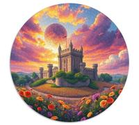 Castillo Adultos para Niños Rompecabezas De 1000 Piezas Redondo Iglesia Building Scenery Church Park Circular Puzzle Niños para Decoración del Hogar Imposible Infantil 3D Cartón (67.5x67.5cm)