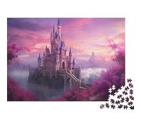 Castillo Cuento de Hadas Puzzle Imposible,desafío para Adultos País de Las Maravillas Rosa Púrpura Entretenimiento Creativo 1000 Piezas Obra De Arte De Juego De para Adultos Y Niños 1000pcs (75x50cm)